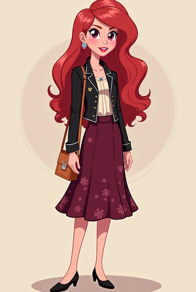  create then Create a human and cartoonish version of Scarlet Bloom in the style of My Little Pony: Equestria Girls,  with an elegant personality ,  sophisticated and a touch of classic charm .  Scarlet Bloom has long red hair ,  smooth and well-groomed , ...