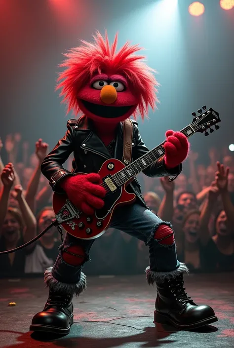 Tell me the character of Elmo but let him be a rocker