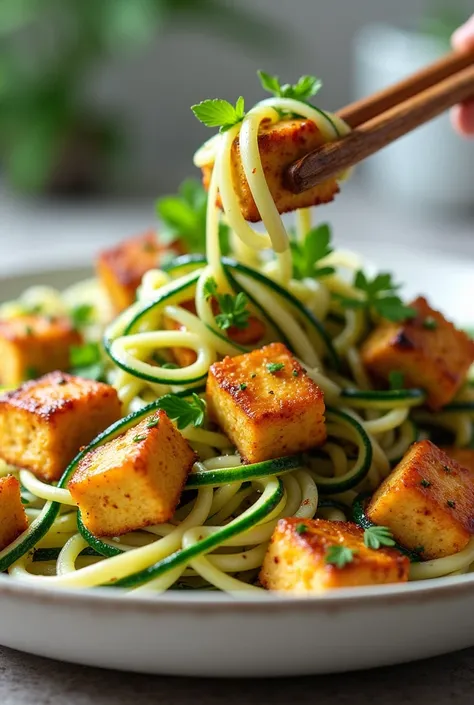 Zucchini Noodle Stir-Fry with Tofu