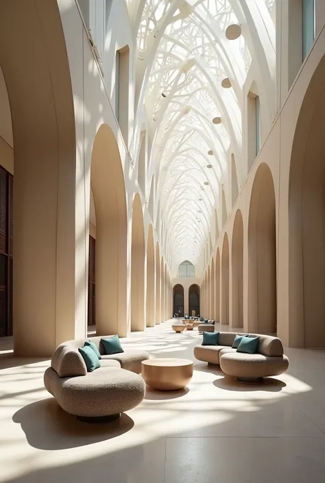 une gamme de 5 mobiliers différents adaptable dans un espace recevant du public, Inspired by the dome of light and shade of the Louvre in Abu Dhabi