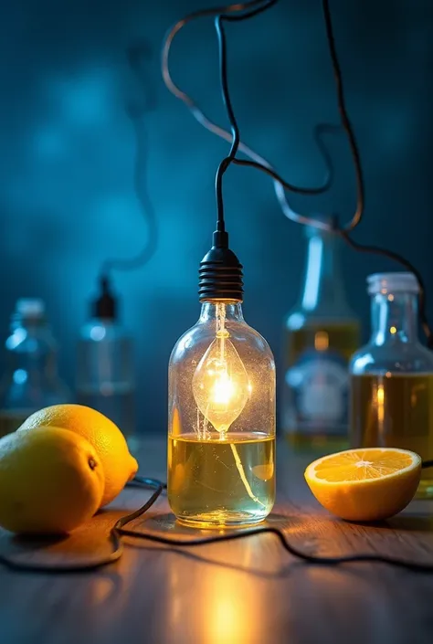  Image 4 centimeters wide and 3 ,5 centimeters high that reads : Science Day 2024 in Spanish and showing an image of an experiment done with an electrical circuit with lemons to turn on an LED light. imagen realista