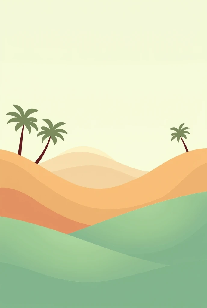 Flat relief with slightly animated hills and few palm trees cartoon horizon
