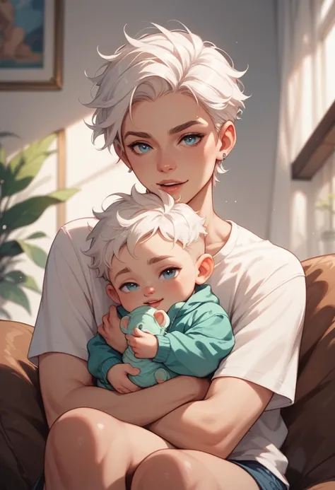 Baby boy with white hair