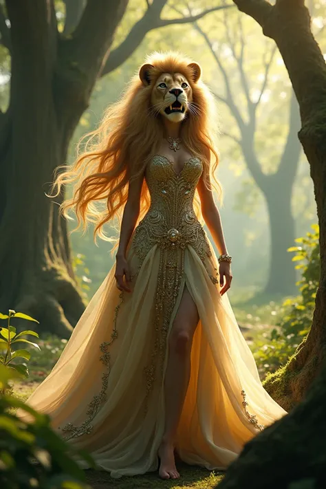 Create an image of a princess with a lionesss head 