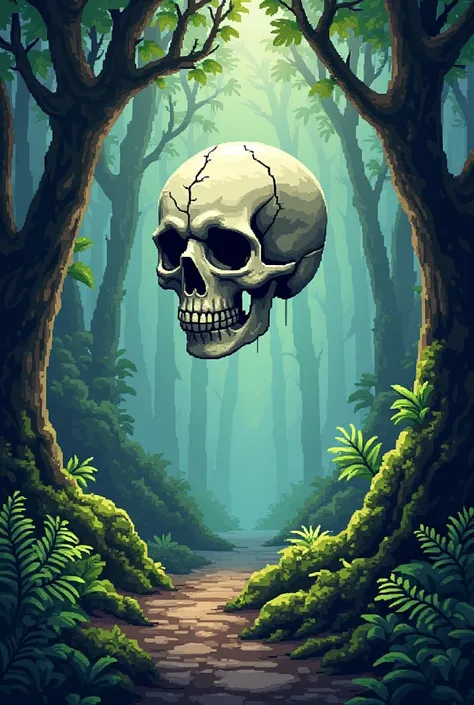 A skull in the woods that is still alive pixel srt