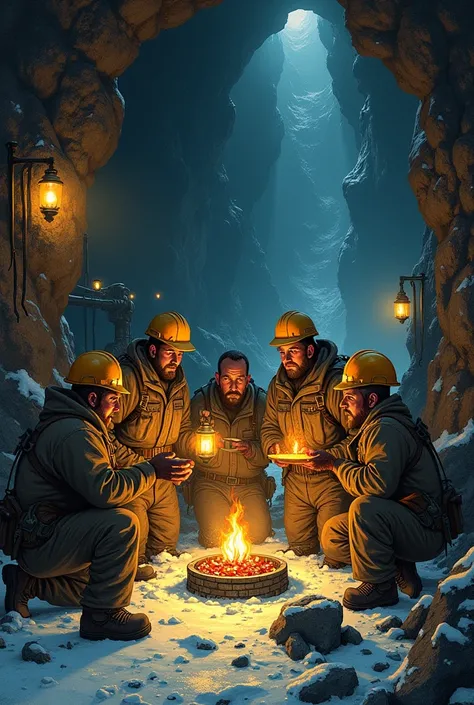 Drawing alluding to mining safety for holidays at the end of the year 