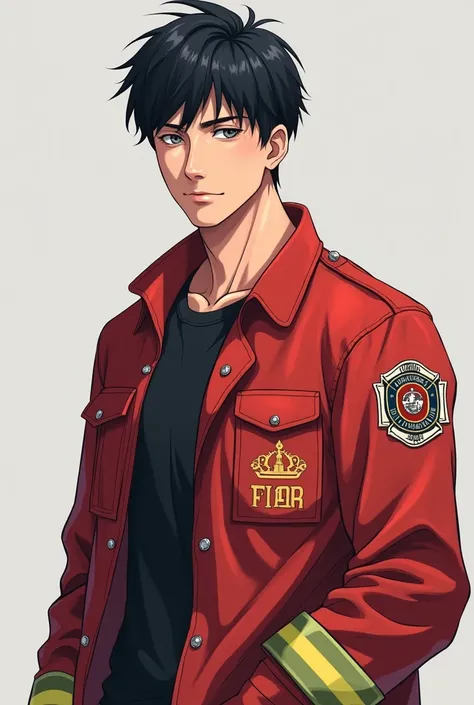  I would like .. anime..4k ... is an adult man ... with short black hair ..unfurled  ..Korean .  Verdagua eye ... high..  attractive sexy boy .. Age 26 years old physicist.  full body ... full body  de pie a cabeza..  full body .firefighter
