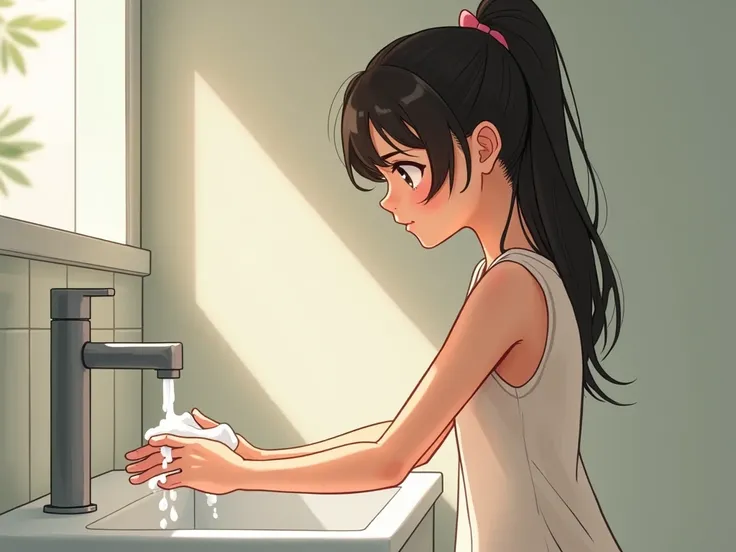 ren washing their hands with soap and water