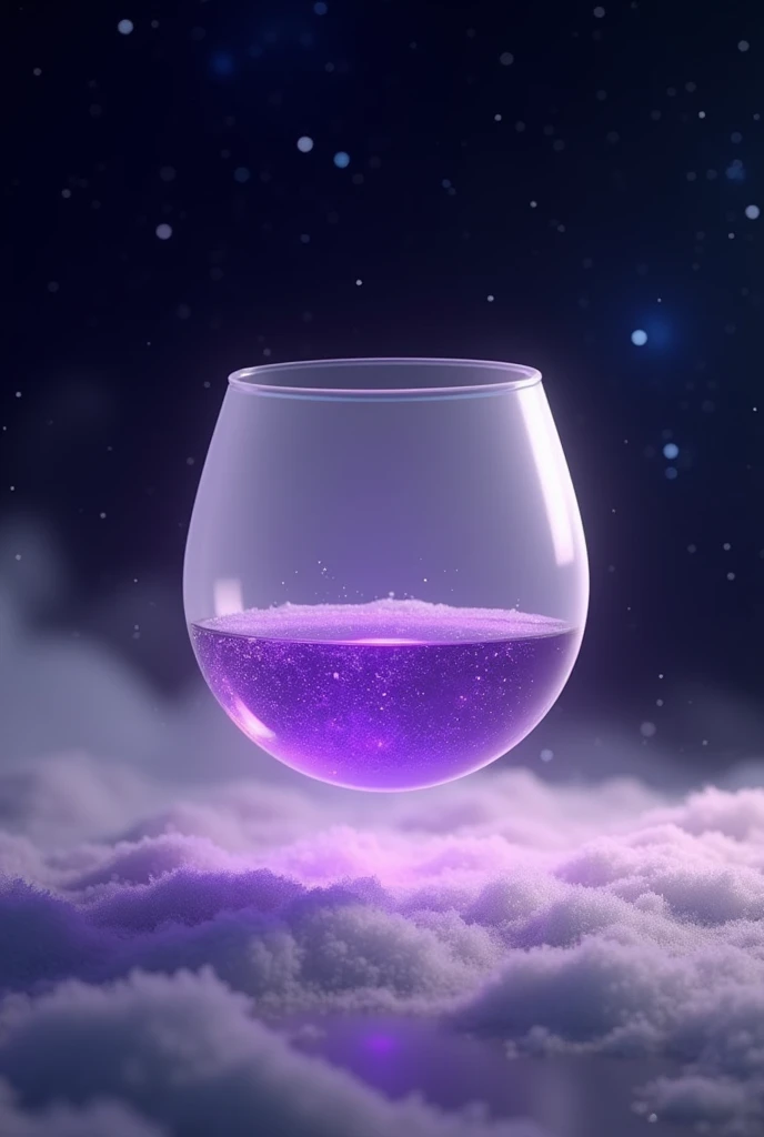 Create a white glass in the space that has a purple liquid inside
