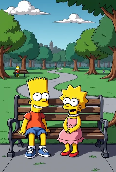 On the park bench Bart Simpson with 
The Reverends Daughter 
