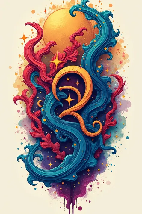 Colorful aquarius tattoo design 