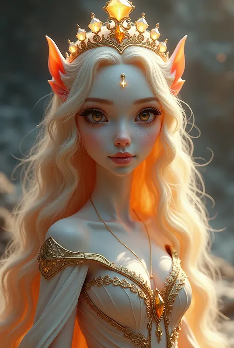 An alien landscape Cosmic Galaxy royal Alien Empire Sakurnia planets Alien Female Crystal Elf Humanoid white skin wavy blonde hair with orange tufts brown hazel Eyes Kinmokian Etherian Pleaidian Sakura Osmanthus Fragrance narcissus Crystallix Teen Princess...