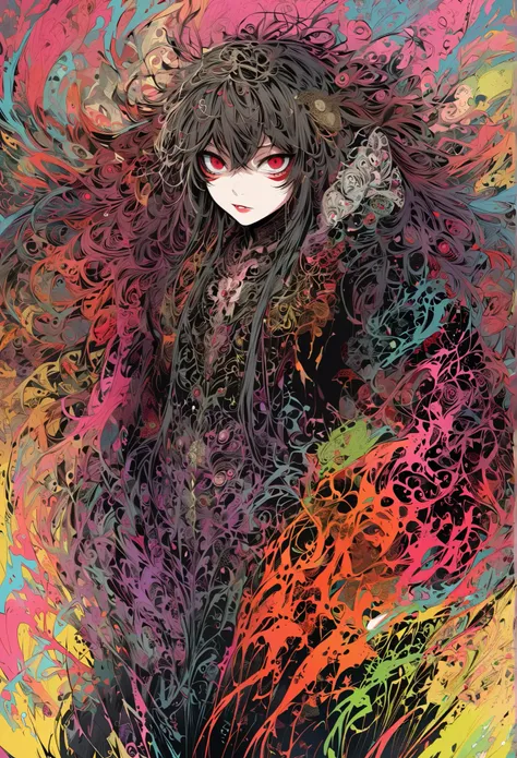 1 male,Juuzou Suzuya ,Tokyo Ghoul,,Sui Ishidas painting style,Intricate details,Detailed depiction of hair,Use black as your main colors,Decadent,artwork