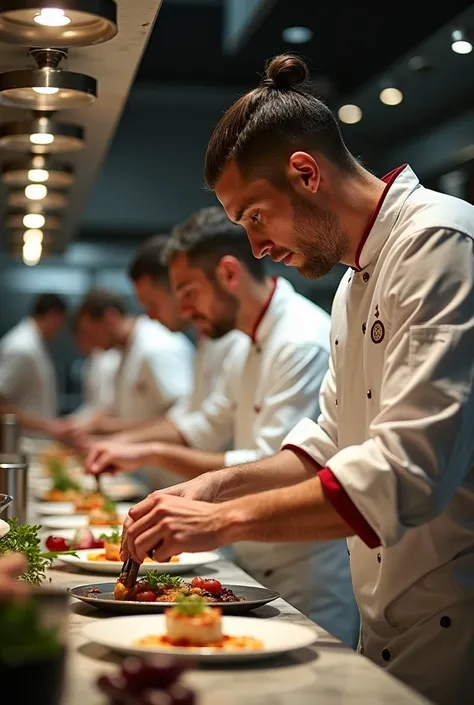 Cristiano Ronaldo, Lionel Messi and Erling Haaland working as chefs in restaurants 