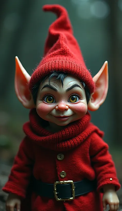 evil Christmas elves ,  very small and with the face of murderers, They want revenge , Face of bad guys laughing 
