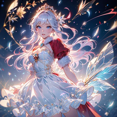 1girl、 pretty face、Baby Face、((( perfect anatomy、 best composition、 best quality、 greatest masterpiece、 super detailed、 high definition))) cute小柄な女の子, (Conversion Sequence), Transforming Magical Girl, Chibi, White Magic Girl,  fractal art, albino,  baby fa...