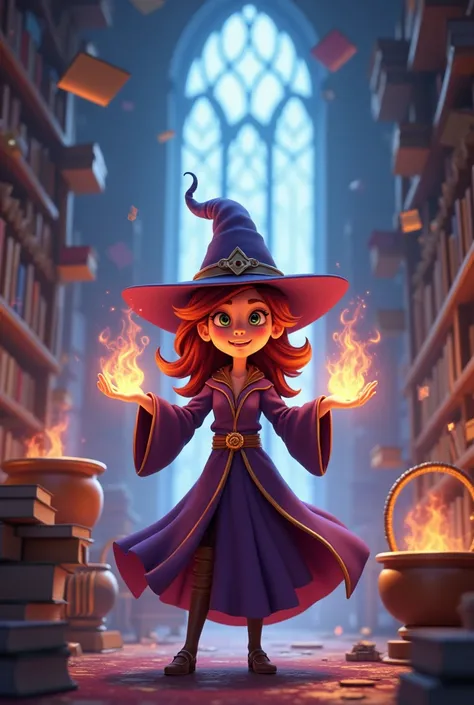 An animated witch in a sorcerers school