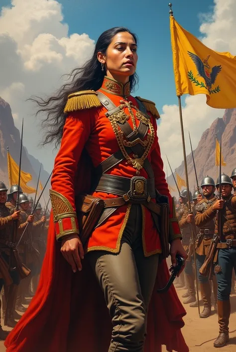 Juana Azurduy de Padilla leading army troops