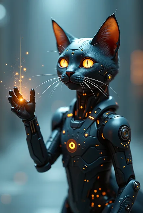 Cyber kitten shaking my hand

