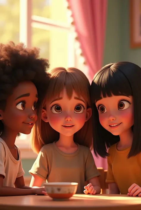 It generates an image of 4 girls in an animated version: the first girl is frizzy dark brown, the second straight light brown hair, the third straight short black hair and the fourth straight girl with soft waves and dark brown. 
That its not in anime but ...