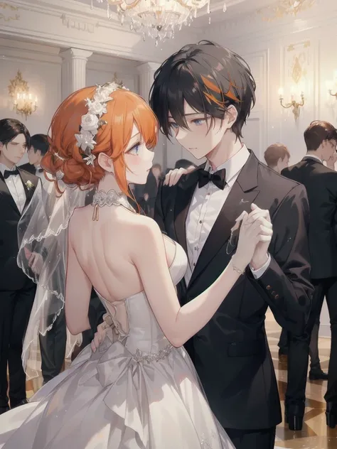 Marquis  &#39;  young men - prom night 、 Destined meeting scene :

in a ballroom with sparkling chandeliers、Marquis 令嬢は一people静かに佇んでいる。
There、 A young man with orange hair appears .、 Invite a young lady to dance 。
二peopleは美しい旋律に乗って踊り、 Both are attracted to...