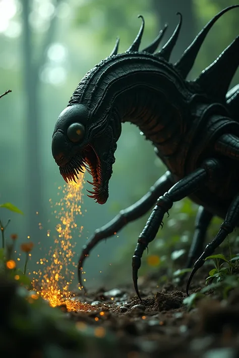 Xenomorph spitting out centipede larvae