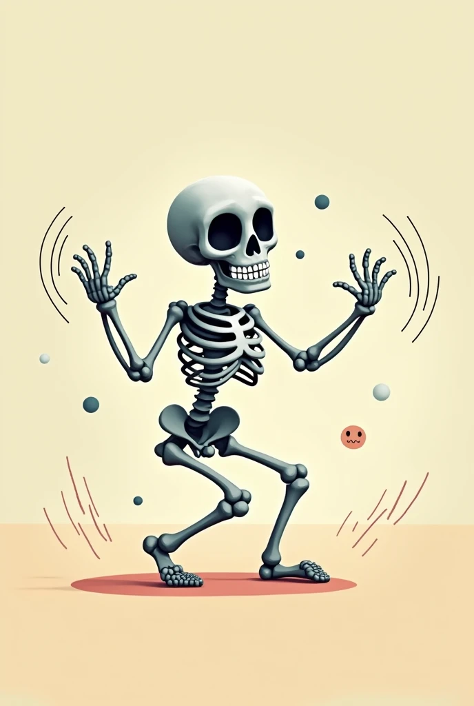 Cartoon dance skeleton camera facing 