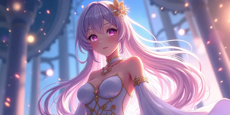 Anime style, sexy and elegant. Fuse Sparkle of Honkai Star Rail and Rino of Princess Connect.