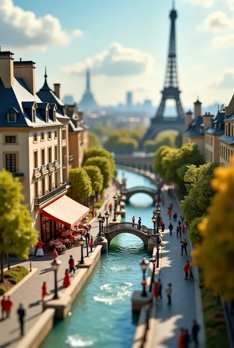 Create a diorama with places to visit in Paris in 10cm by 10cm base layout 