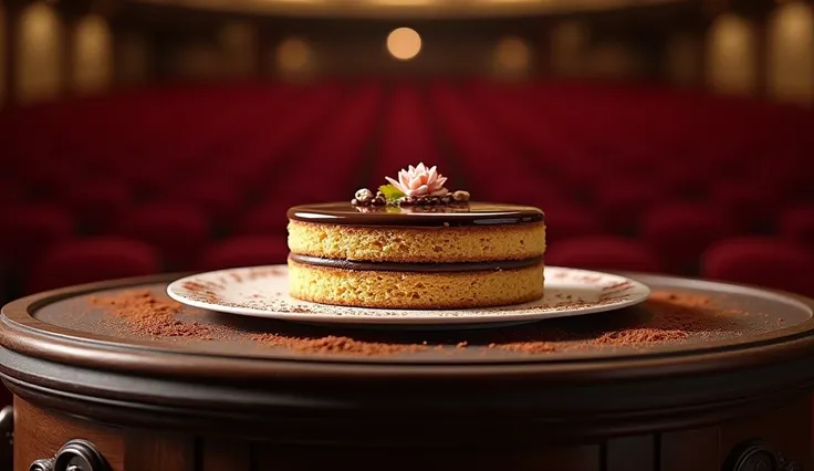 Opera cake on a theater table