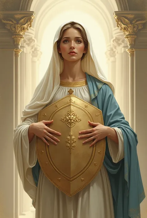 Virgin Mary with a shield drawing 2D