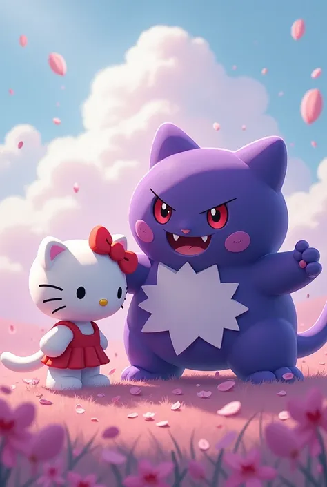 Can you create an image of Hello Kitty and Gengar together