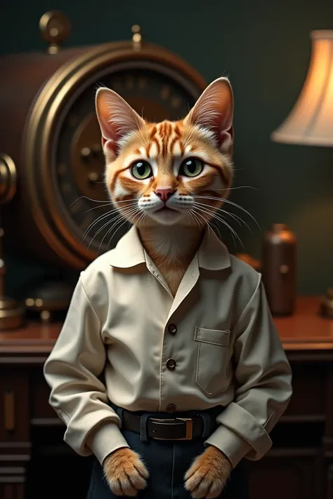 A cat with a handsome shirt and face with an old aerial 