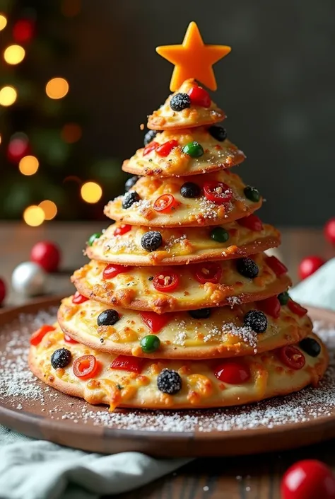 Christmas tree-shaped pizza