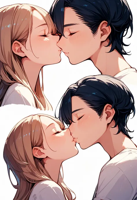 score_9, score_8_up, score_7_up,source_anime,girl and boy,teenage,hetero,deep kissing,close up on face,happiness,closed eyes,side view,happiness,