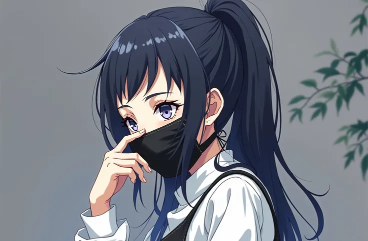 Anime , girl , black mask , tie hair