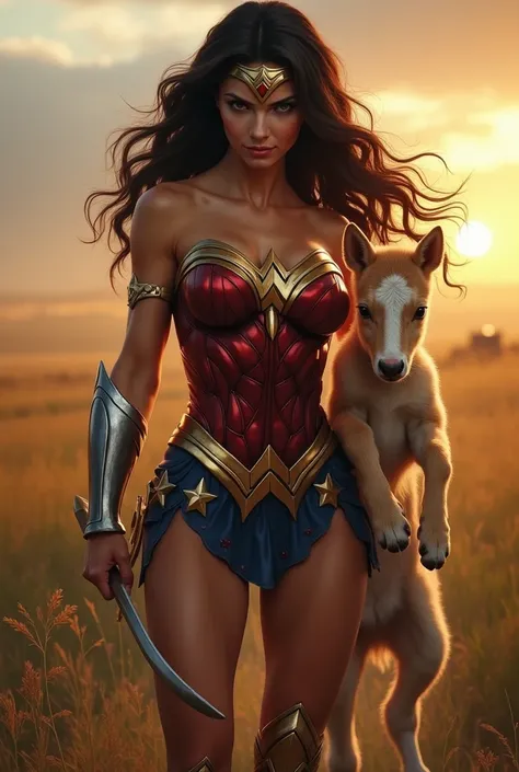 Wonder Woman getting all foals showing pussy