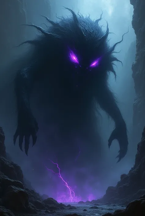 A shadowy eldritch horror with glowing purple eyes