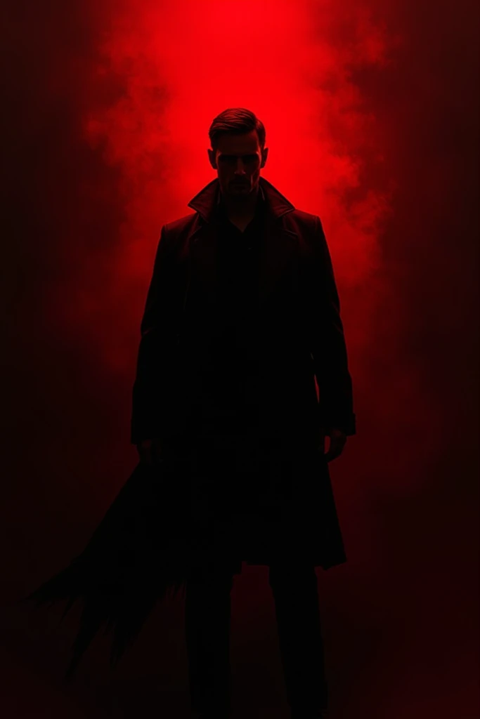 black background, red theme, guy shadow 