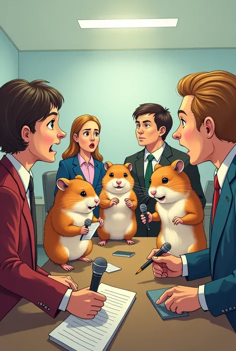 Hamsters fighting with interviewers