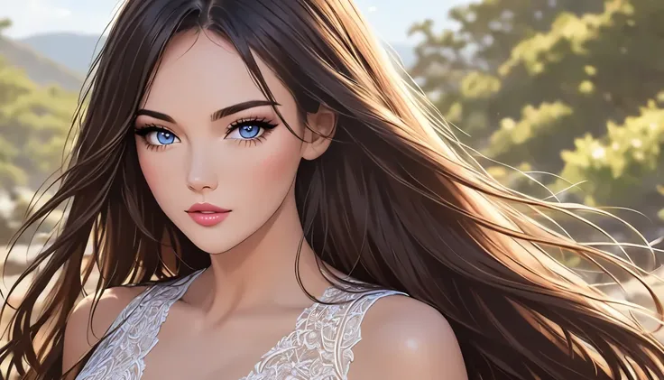  1 woman　 Drawings of Women Wearing Long Hair and Dresses、 beautiful drawing style 、 Beautiful Women with Detailed Faces 、 portrait of a beautiful woman、Realistic Digital Drawing 、Vector style drawing、 portrait of a beautiful woman、portrait of a beautiful ...