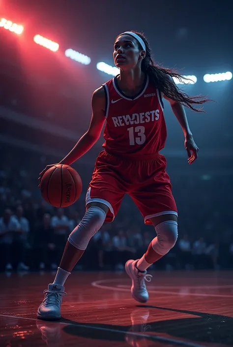 I want to create a background photo for a WNBA website that Im creating ,  it would help me to make the image dark since the letters on the page are white ,  I want it to be something epic about womens basketball so that when you see it you want to continu...