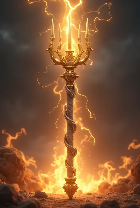 scepter of Zeus trident wrapped in linen and fire scepter of zeus