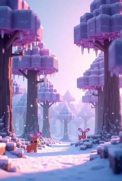 minecraft purple trees snow
