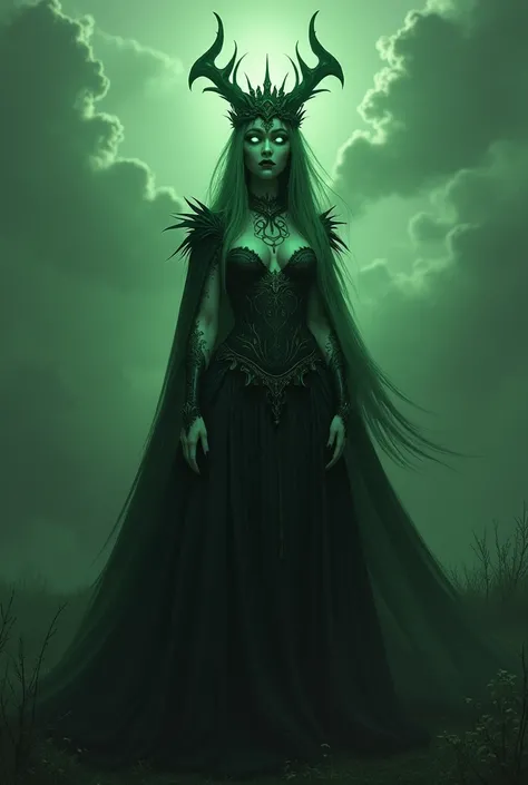 Green dark witch with crown 
