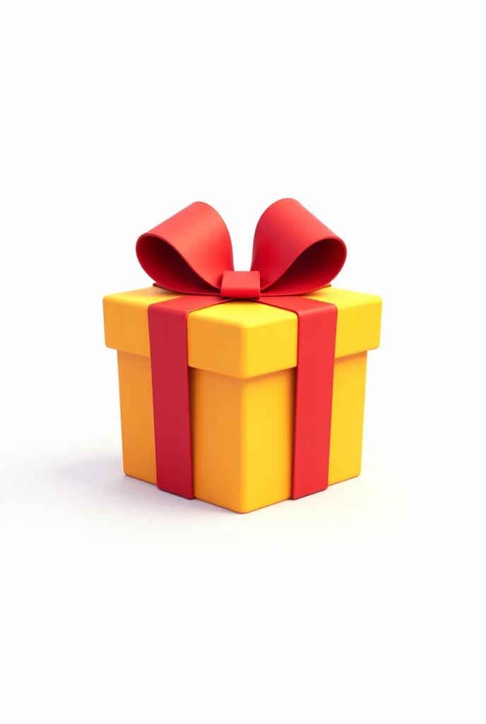  A logo of a yellow gift box tied to a red ribbon. The background is completely white and there are no shadows 