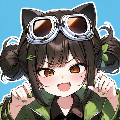  anime girl with cat ears  and sunglasses on her head,  Kantai Collection Style ,   anime mode art style , cute   pilot girl , cute anime Catgirl,  makoto  shinkai ( Apex Legends  ), Girls Frontline 스타일,   pilot girl , Girls Frontline, anime Catgirl, Anime...