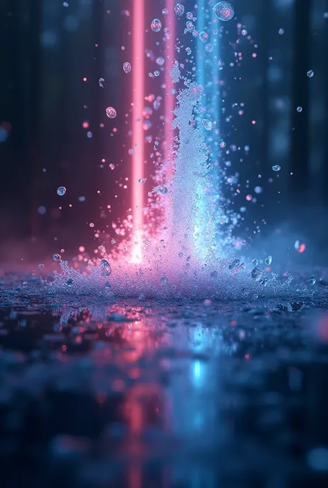 "A vibrant, detailed visualization of light particles in motion, suddenly frozen mid-air. The image should include colorful beams of light, captured with extreme clarity, surrounded by a dark, blurred background for contrast."