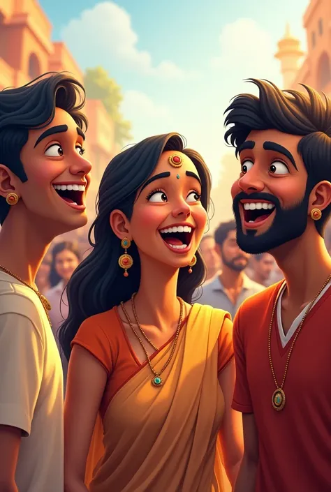 Indian people laughing pleasant photo cartoon
