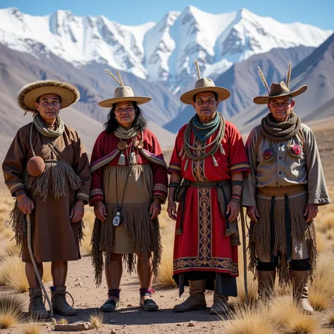 they can be seen as if they were from a different town ?  I need to show 4 representatives of indigenous peoples of Chile ,  but who look different with their typical clothes or characteristic instruments